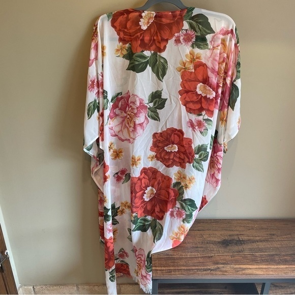 Umgee Red Floral Sheer Kimono M/L - Picture 7 of 7